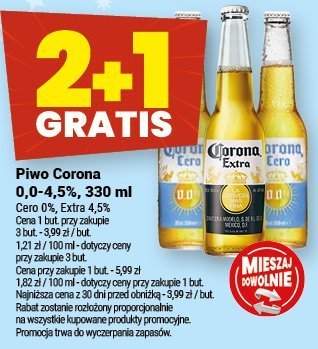 Piwo Corona 0,0-4,5%, 330 ml promocja w Twój Market