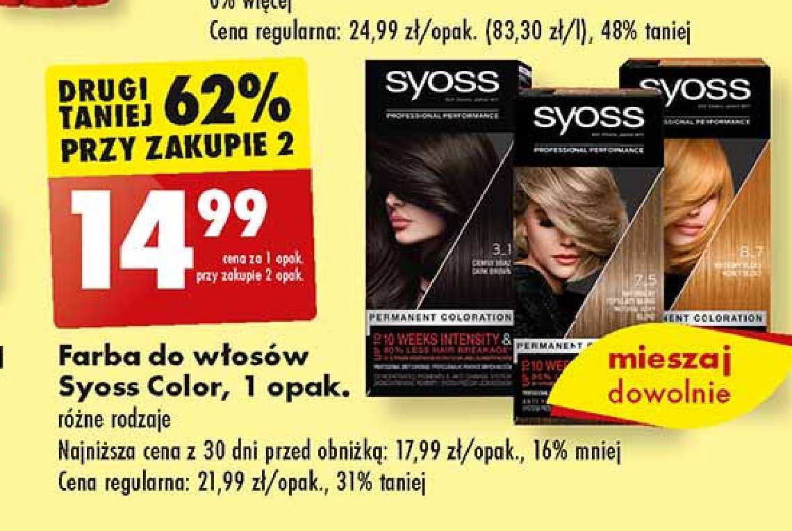 Farba do włosów miodowy blond 8-7 Syoss professional performance promocja