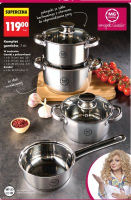 Komplet garnków MG Home Magda Gessler 7 elementów promocja w Biedronka