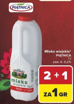Mleko wiejskie Piątnica 1 l promocja w Carrefour Market