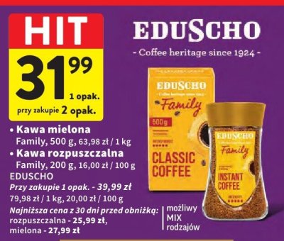 Kawa rozpuszczalna EDUSCHO Classic promocja w Intermarche