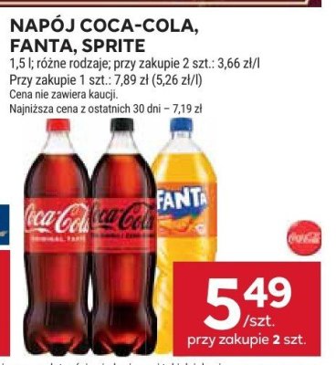 Napój Coca-Cola, Fanta, Sprite różne rodzaje promocja w Stokrotka