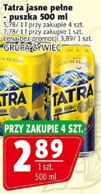 Piwo Tatra jasne pełne, puszka 500 ml promocja w Prim Market