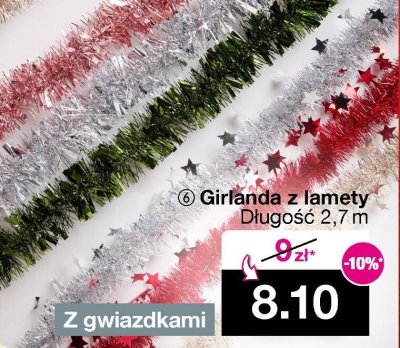 Girlanda z lamety Długość 2,7 m Z gwiazdkami promocja w Woolworth