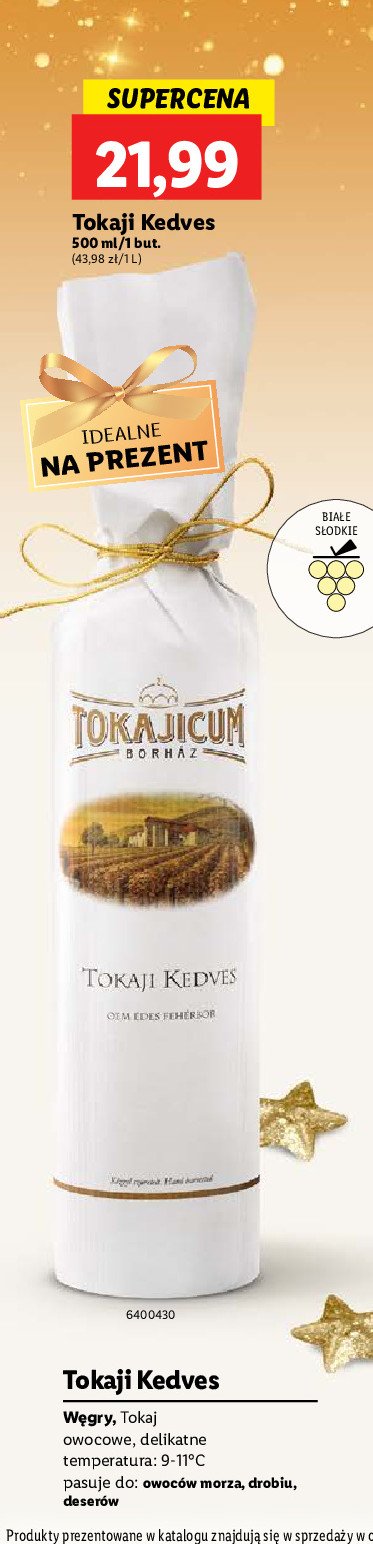 Wino TOKAJICUM TOKAJI KEDVES promocja w Lidl