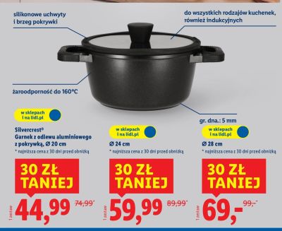 Garnek z odlewu aluminiowego z pokrywką Silvercrest Ø 20 cm promocja w Lidl