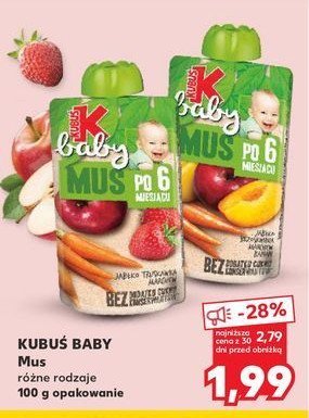 Mus po 6 msc jab艂ko-brzoskwinia-marchew-banan Kubu艣 baby promocja
