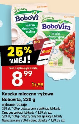 Kaszka mleczno-ryżowa BoboVita, 230 g promocja w Twój Market