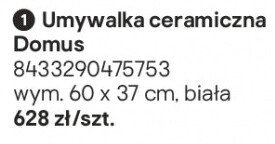 Umywalka ceramiczna Domus biała promocja w Castorama