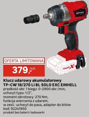 Klucz udarowy akumulatorowy TP-CW 18/270 LI BL SOLO EXC EINHELL promocja w Leroy Merlin