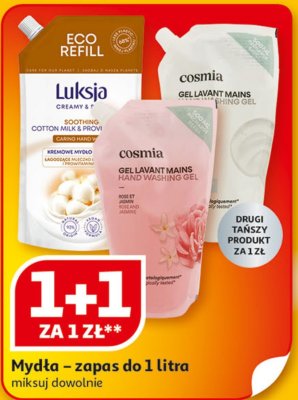 Mydło w płynie Luksja lub Cosmia zapas do 1 litra promocja w Auchan