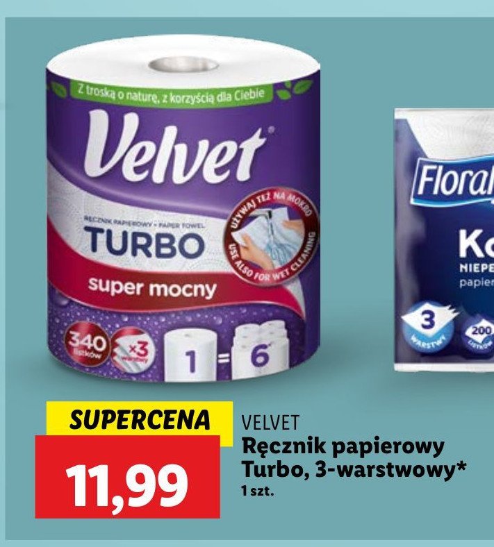 Ręcznik papierowy Velvet turbo promocja w Lidl