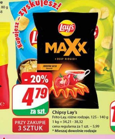 Chipsy orientalna salsa Lay's maxx mocno pogięte Frito lay lay's promocja