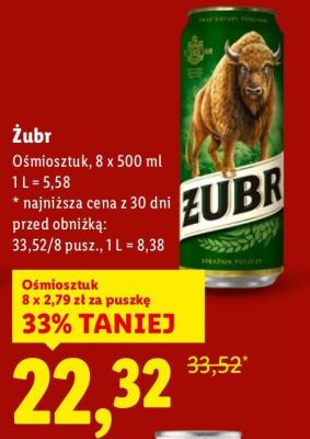 Piwo Żubr 8-pak promocja w Lidl