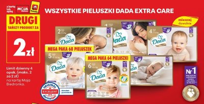 Pieluszki Dada Extra Care drugi za 2 zł promocja w Biedronka