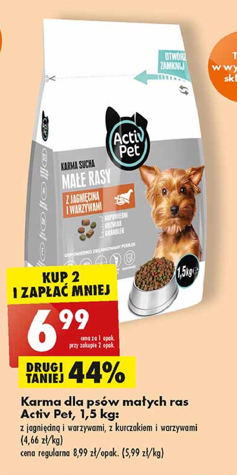 Karma dla psa z jagnięciną i warzywami małe rasy Activ pet promocje