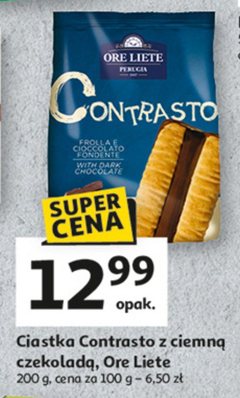 Ciastka contrasto z ciemną czekoladą ORE LIETE promocja w Auchan