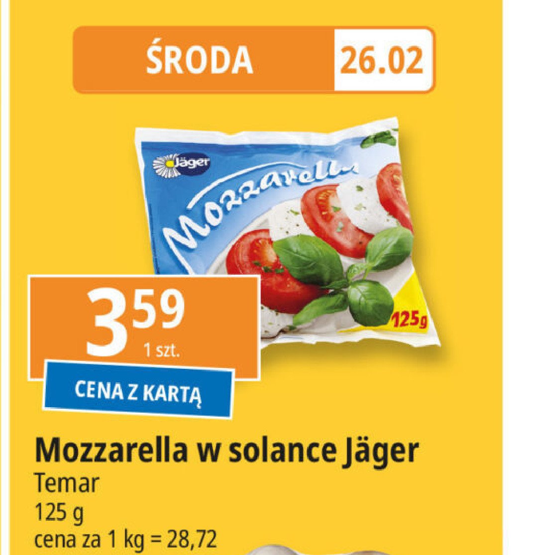 Mozzarella w solance Jager promocja w Leclerc