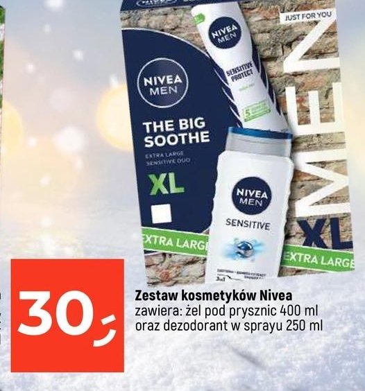 Zestaw w pudełku sensitive żel pod prysznic 400 ml + dezodorant 250 ml Nivea men zestaw promocja w Dealz