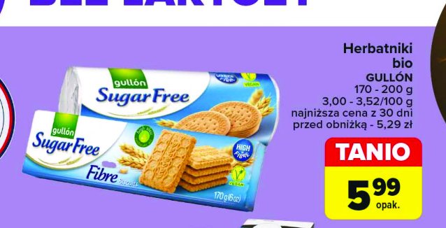 Herbatniki bez dodatku cukru Gullon promocja