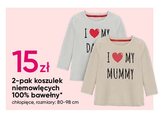 Koszulki niemowlęce rozm. 80-98 cm promocja w Pepco