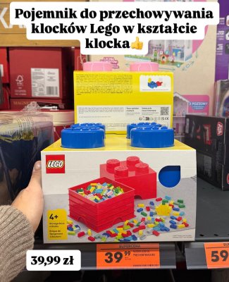 Pojemnik do przechowywania klocków LEGO w kształcie klocka promocja w Biedronka