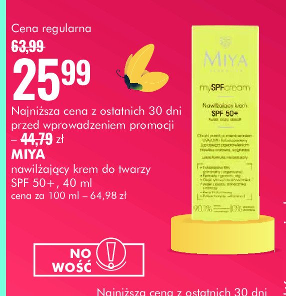 Krem nawilżający spf 50+ MIYA MYSPFCREAM promocja