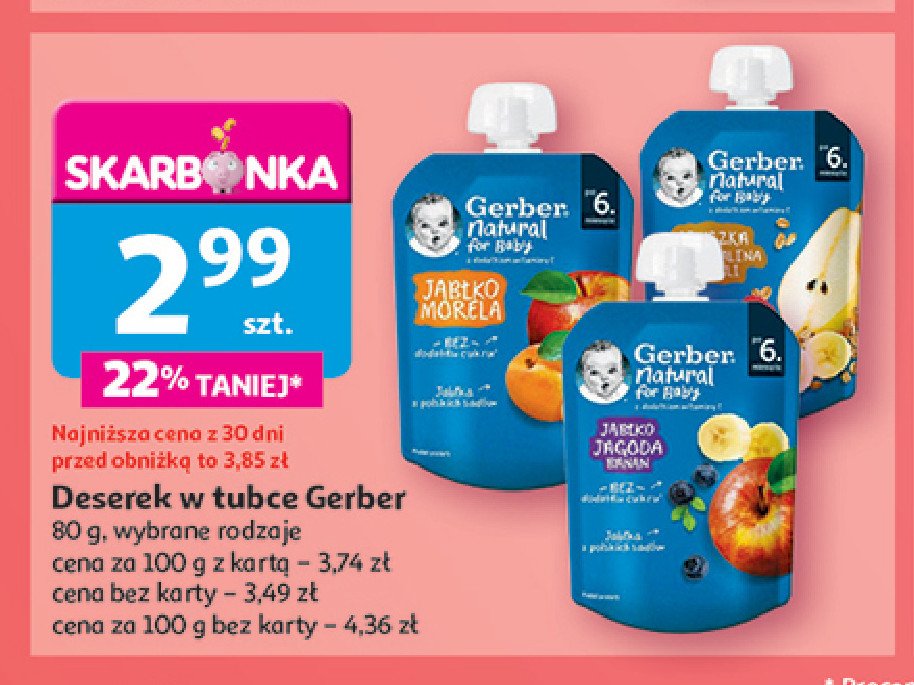 Deserek gruszka banan malina z musli Gerber natural for baby promocja w Auchan