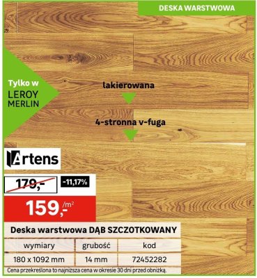 Deska warstwowa DĄB SZCZOTKOWANY promocja w Leroy Merlin