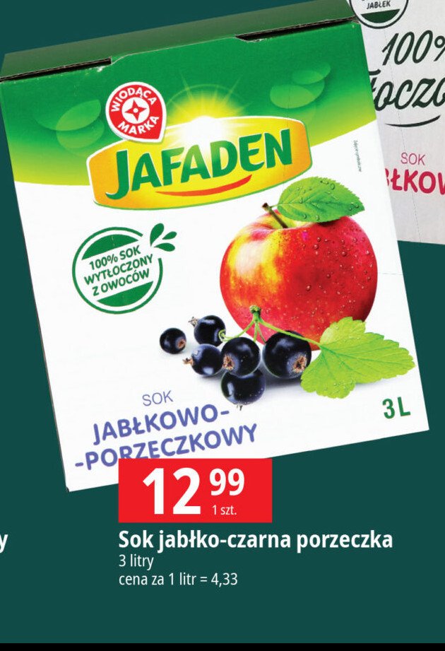 Sok jabłko-porzeczka 100% Wiodąca marka jafaden promocja