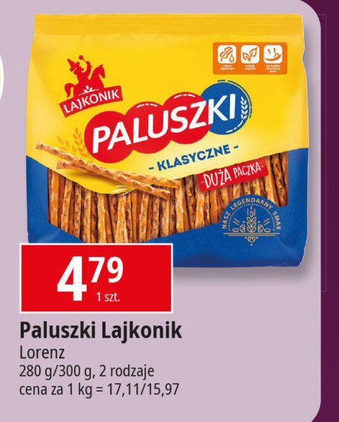 Paluszki słone Lajkonik paluszki promocja w Leclerc