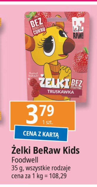 Żelki o smaku truskawka Be raw! promocja