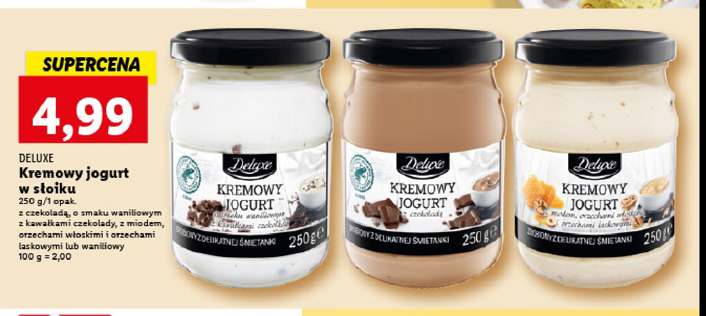 Jogurt z miodem, orzechami w艂oskimi i orzechami laskowymi Deluxe promocja