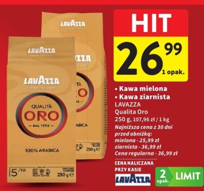 Kawa ziarnista LAVAZZA Qualità Oro promocja w Intermarche