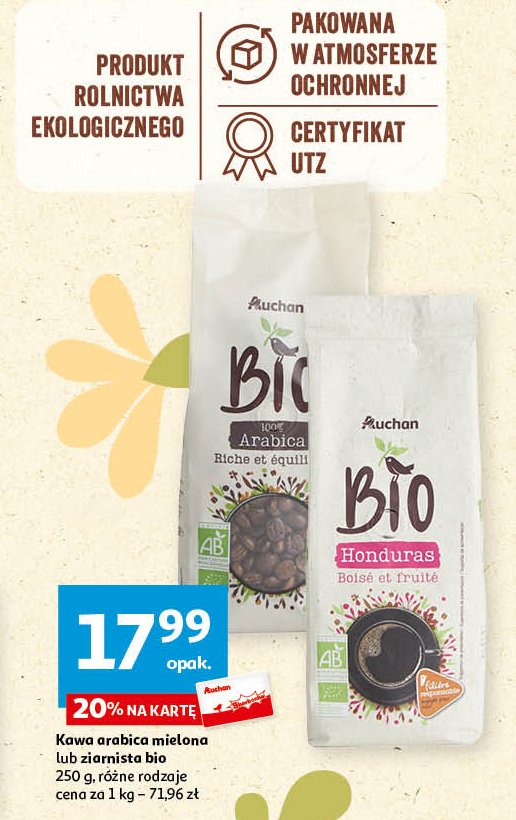 Kawa honduras Auchan bio promocja