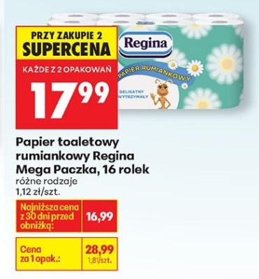 Papier toaletowy rumiankowy Regina Mega Paczka, 16 rolek promocja w Biedronka