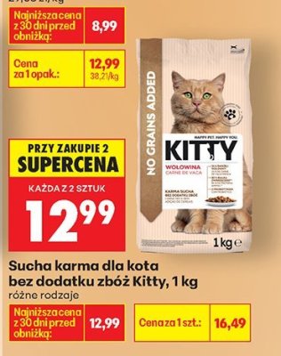 Sucha karma dla kota bez dodatku zbóż Kitty, 1 kg promocja w Biedronka