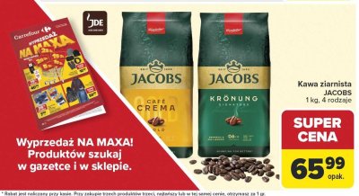 Kawa ziarnista JACOBS Café Crema 1kg promocja w Carrefour Market