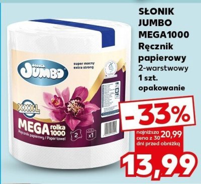 Ręcznik papierowy Mega 1000 2-warstwowy 1 szt. promocja w Kaufland