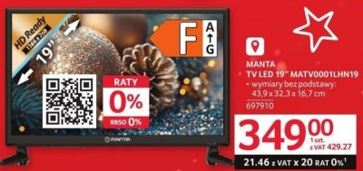 Telewizor TV LED MANTA 19" MATV0001LHN19 promocja w Selgros