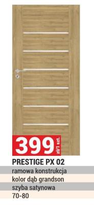 Drzwi PRESTIGE PX 02 ramowa konstrukcja kolor dąb grandson szyba satynowa 70-80 promocja w Merkury Market