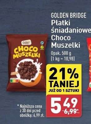 Płatki choco muszelki GOLDEN BRIDGE promocja