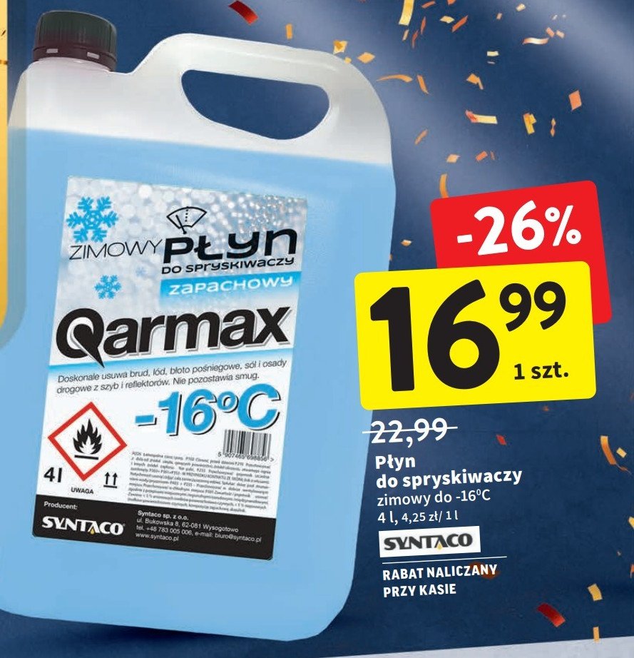Płyn do spryskiwaczy -16 c Qarmax promocja