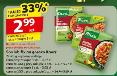 Sos lub fix na gorąco Knorr promocja w Auchan
