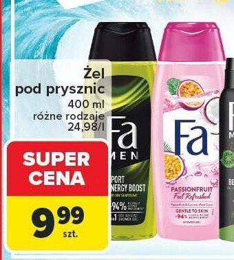Żel pod prysznic Fa różne rodzaje 400ml promocja w Carrefour