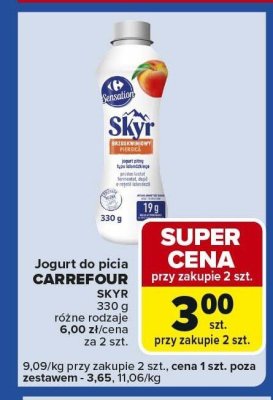 Jogurt do picia CARREFOUR SKYR różne rodzaje promocja w Carrefour Express