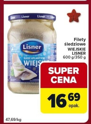 Filety śledziowe wiejskie LISNER 600g/350g promocja w Globi
