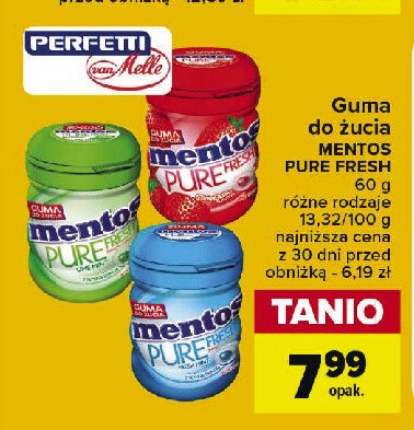 Guma do żucia lime mint Mentos pure fresh promocja w Carrefour Market