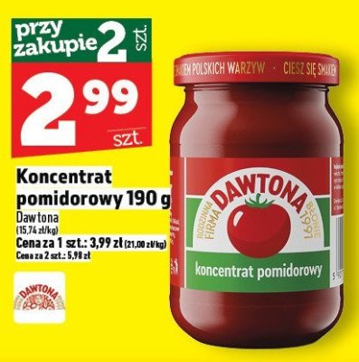 Koncentrat pomidorowy Dawtona 190 g promocja w TOPAZ