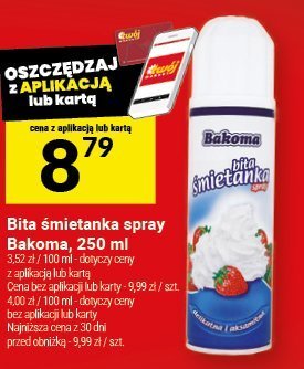 Bita śmietanka spray Bakoma, 250 ml promocja w Twój Market